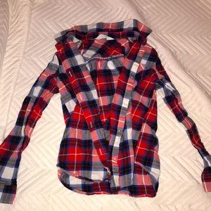 Girls blue and red button down flannel